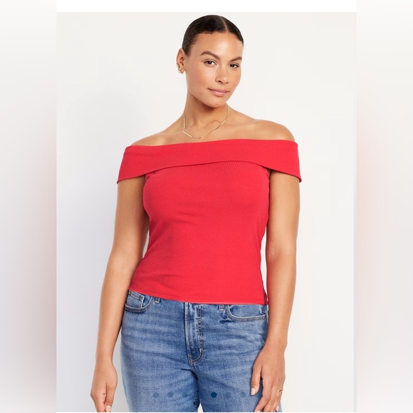 Old Navy Off the shoulder top Size L Red  NWT - Picture 6 of 6